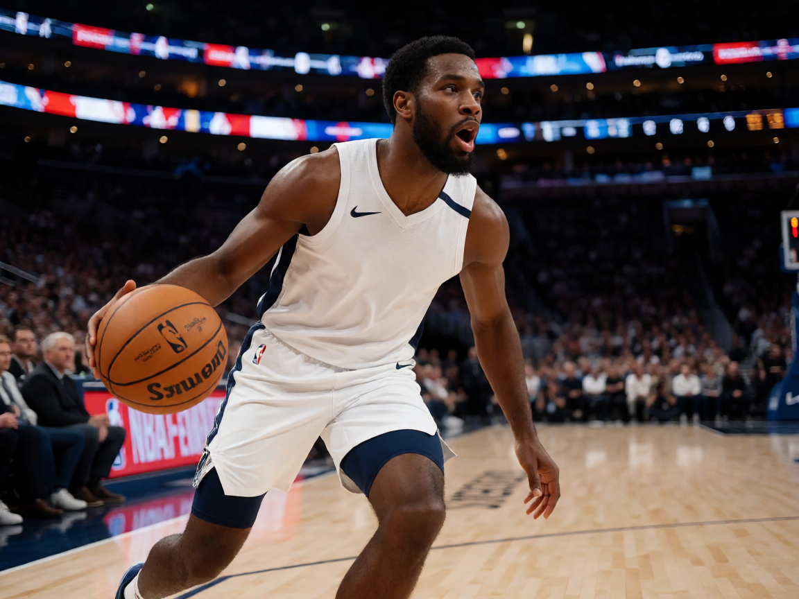 NBA职业篮球场馆内灯光璀璨，观众席座无虚席，比赛即将开始